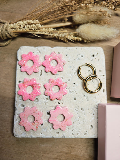 Pampilles interchangeables - par 2 - Collection Saint Valentin - LISETTE - Réversible rose paillette & rose nacré