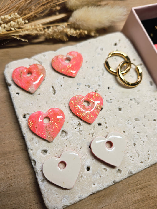 Pampilles interchangeables - par 2 - Collection SAINT VALENTIN - MARGOT - ROSE & OR