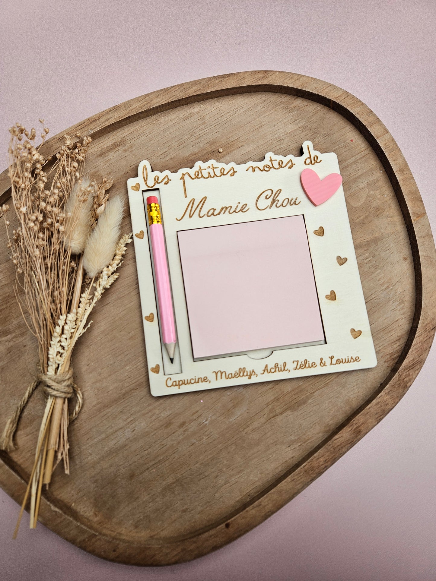 Support post it / petit cœur / cadeau personnalisé