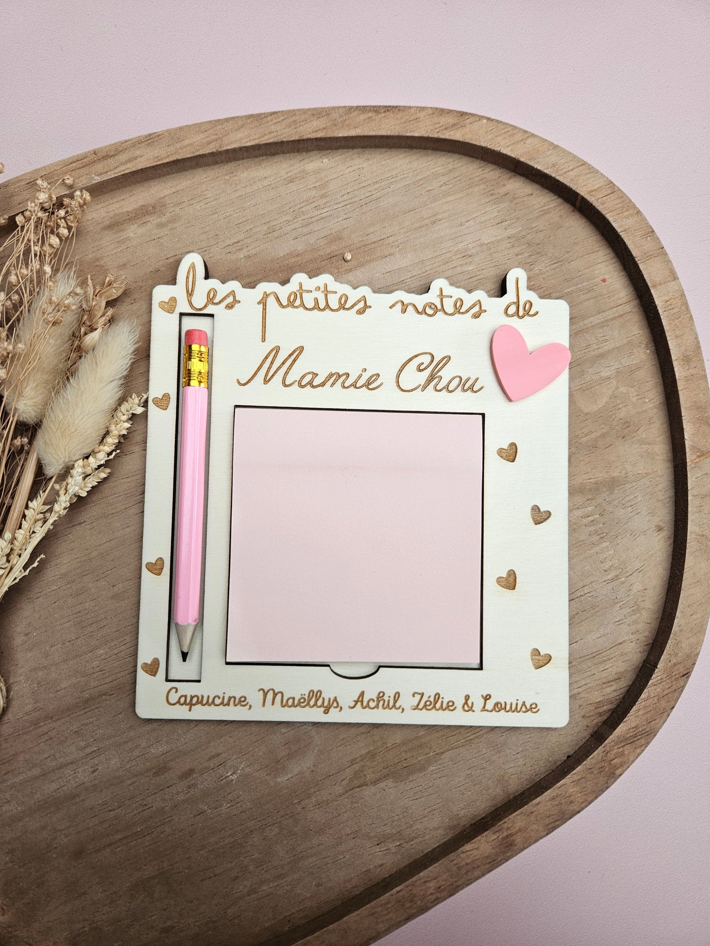 Support post it / petit cœur / cadeau personnalisé