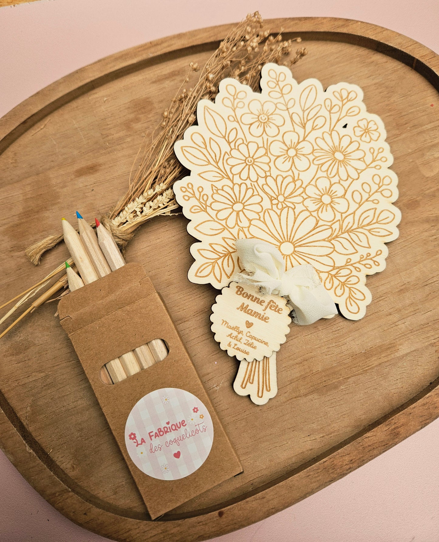 Décoration bouquet de fleurs personnalisé bois