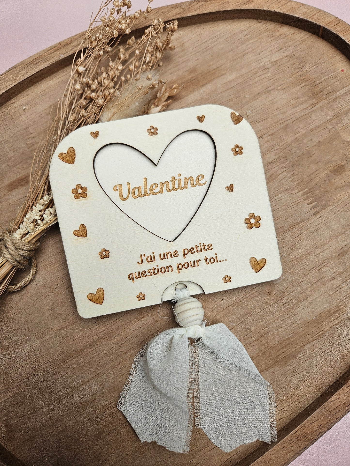 Demande surprise personnalisée -  Tiroir coeur et fleur