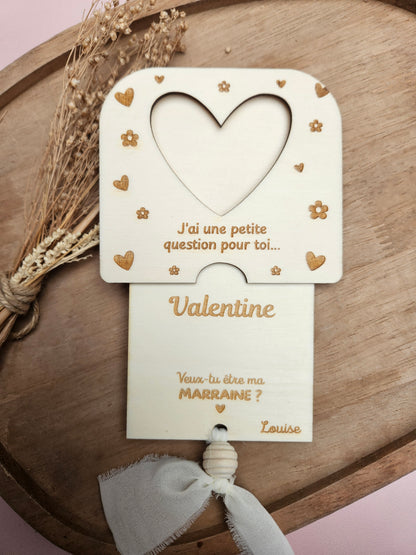 Demande surprise personnalisée -  Tiroir coeur et fleur