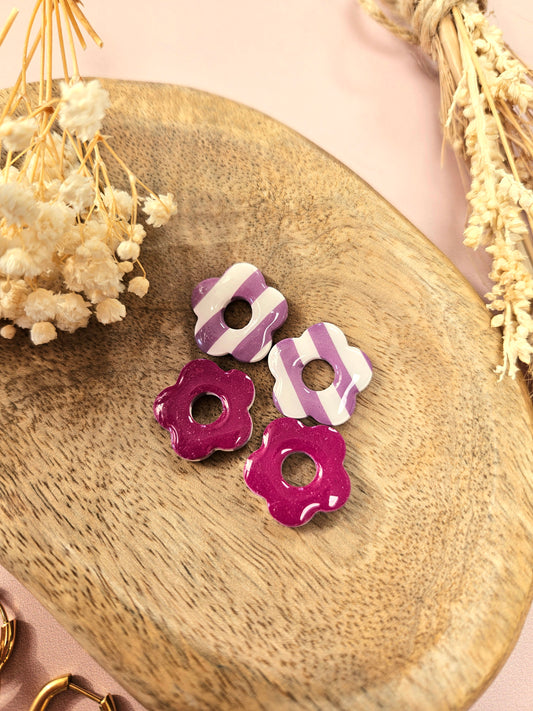 Pampilles interchangeables - par 2 - ZELIE - RAYE BLANC MAUVE