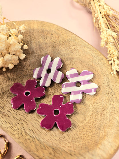 Pampilles interchangeables - par 2 - ZOE- RAYE BLANC MAUVE - REVERSIBLE