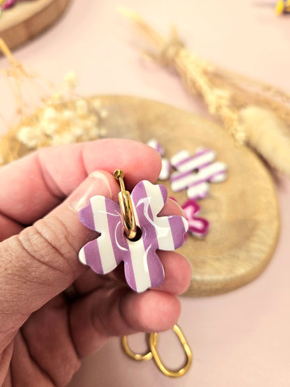 Pampilles interchangeables - par 2 - ZOE- RAYE BLANC MAUVE - REVERSIBLE