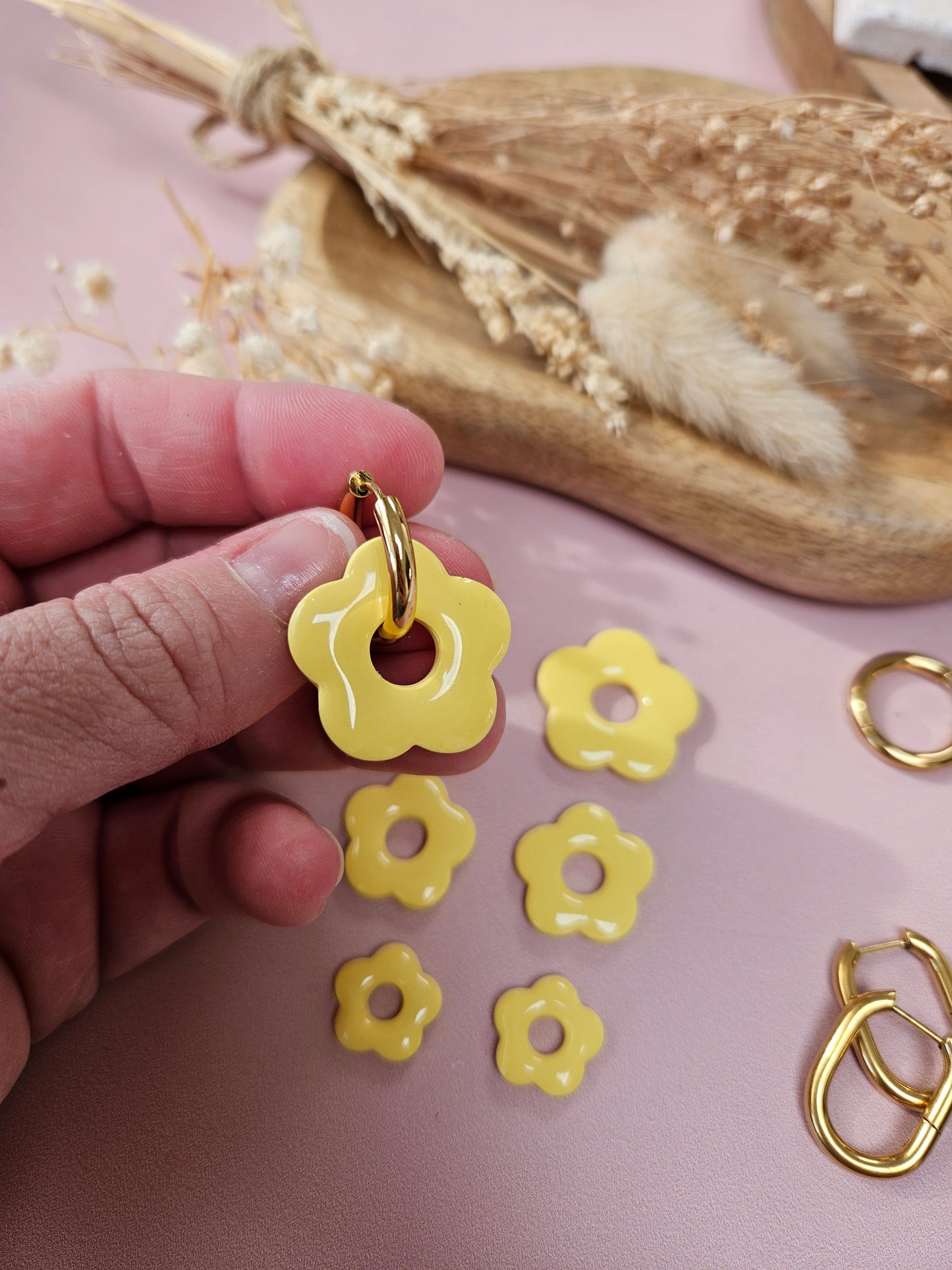 Pampilles interchangeables - par 2 - ZELIE - JAUNE PASTEL