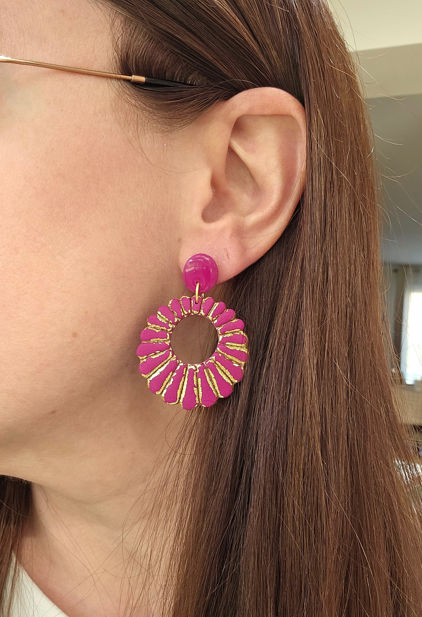 Boucles oreilles - JULIETTE - MAUVE ET OR