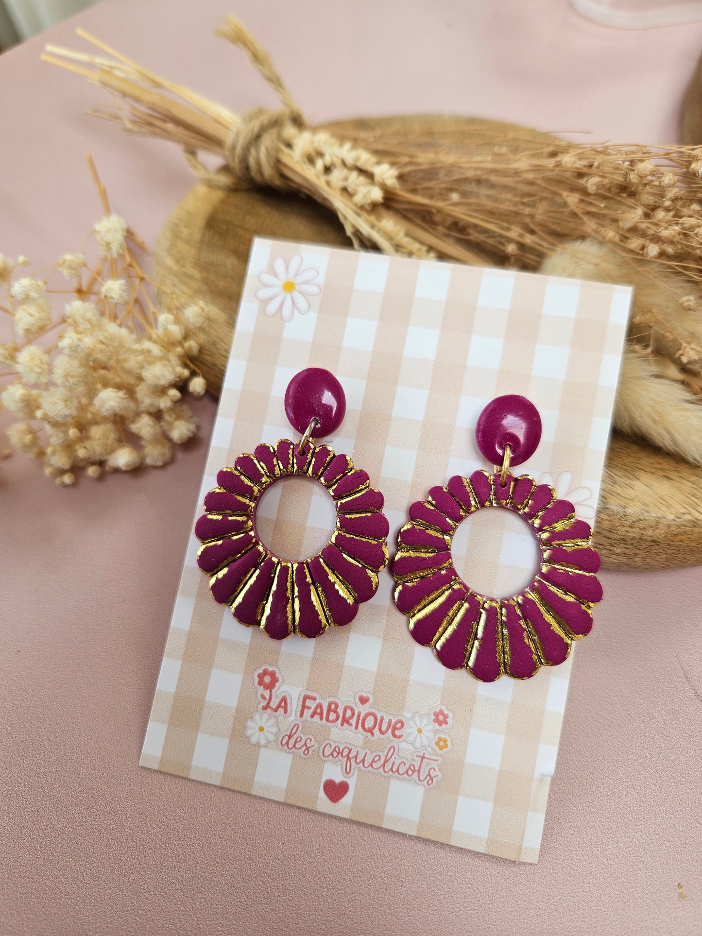Boucles oreilles - JULIETTE - MAUVE ET OR