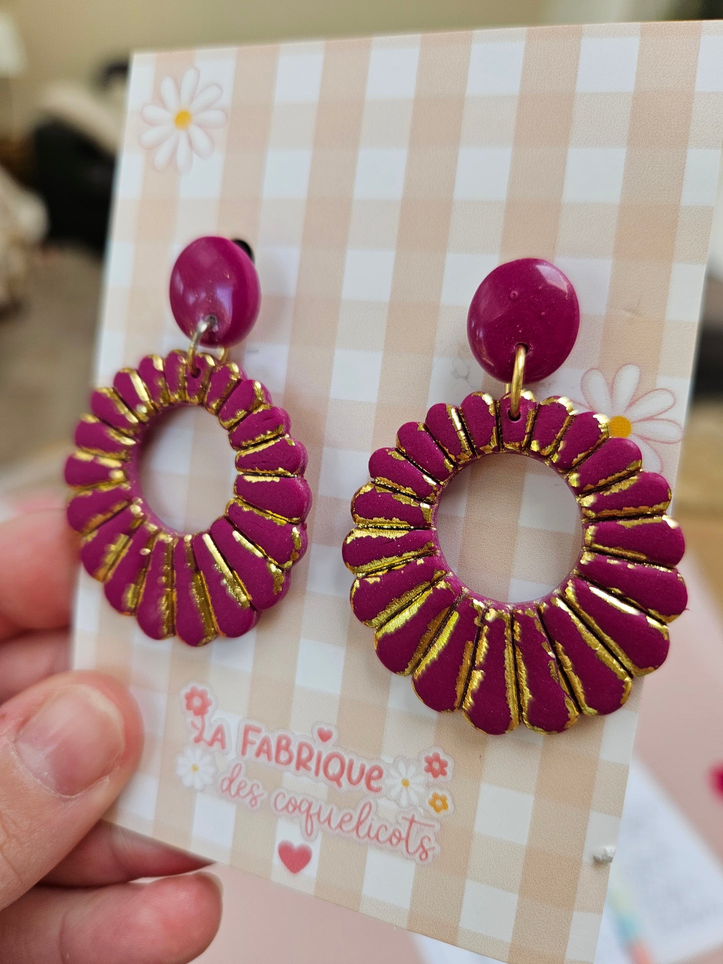 Boucles oreilles - JULIETTE - MAUVE ET OR