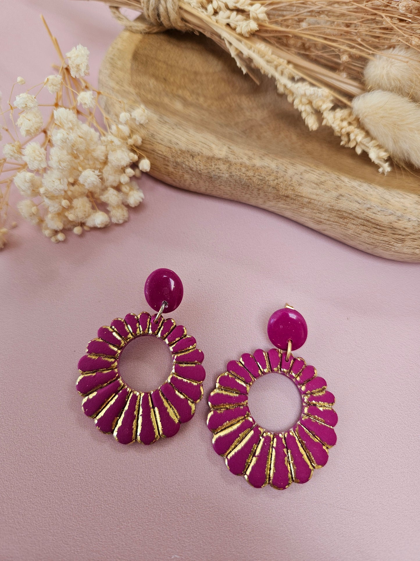Boucles oreilles - JULIETTE - MAUVE ET OR