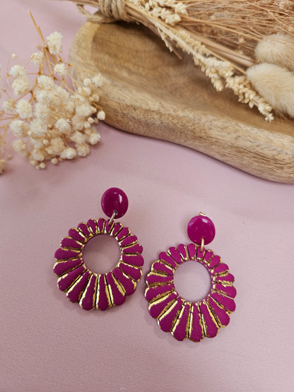 Boucles oreilles - JULIETTE - MAUVE ET OR