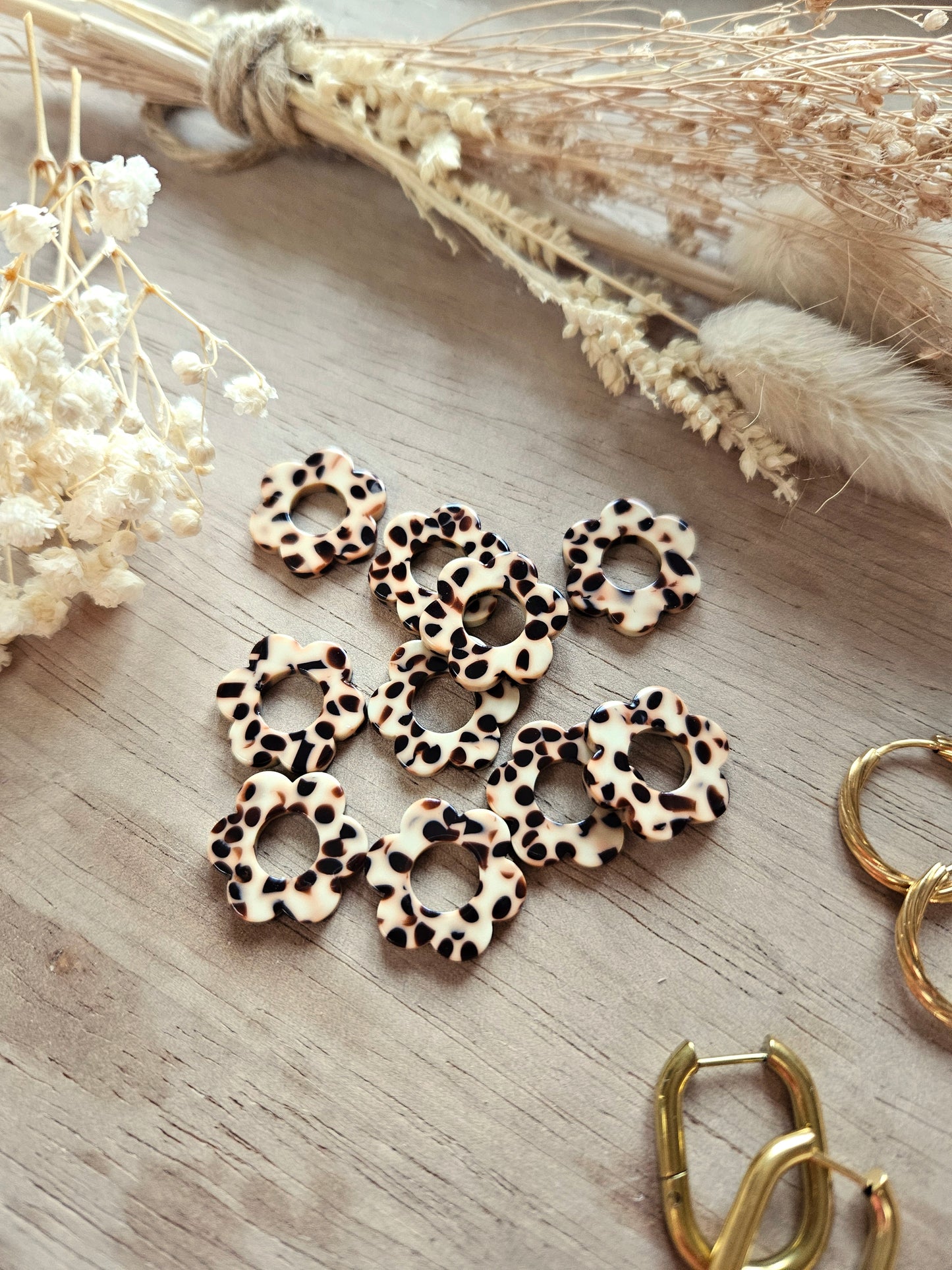 Pampilles interchangeables - par 2 - ZELIE TACHE MARRON CREME