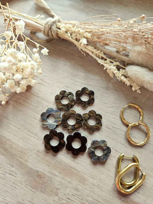 Pampilles interchangeables - par 2 - ZELIE - MARRON MARBRE FONCE