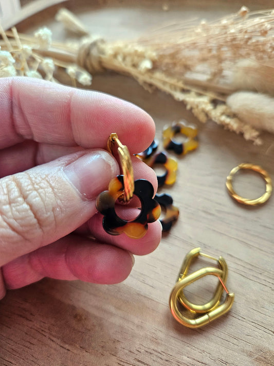 Pampilles interchangeables - par 2 - ZELIE - ECAILLE DE TORTUE MARRON