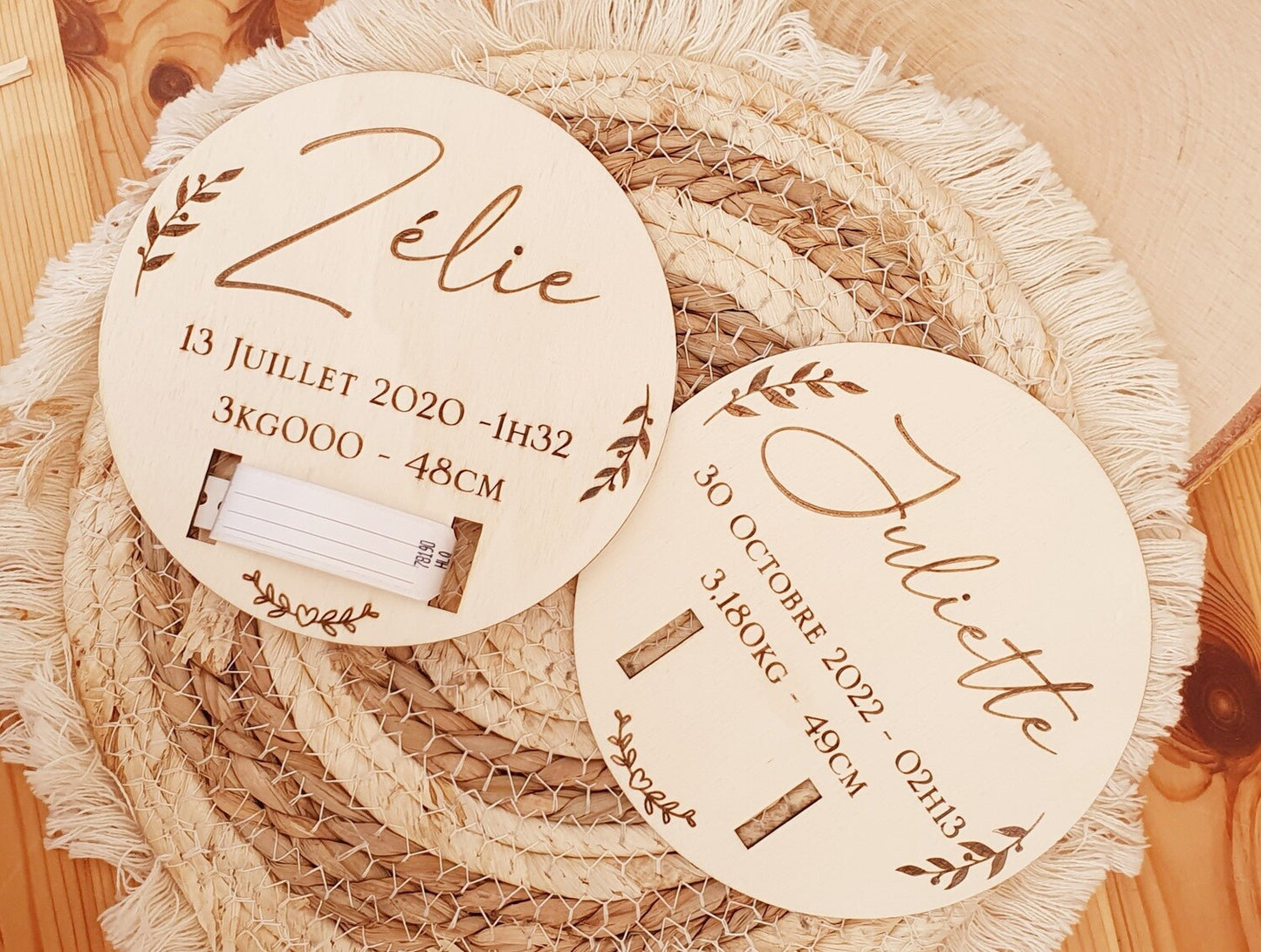 Plaque de naissance pour bracelet | cadeau de naissance | carte bienvenue bébé | naissance | plaque bois | personnalisé