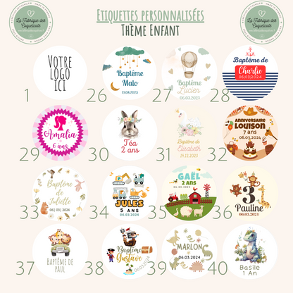 Etiquette autocollante personnalisée |mariage baptême baby shower anniversaire pacs communion