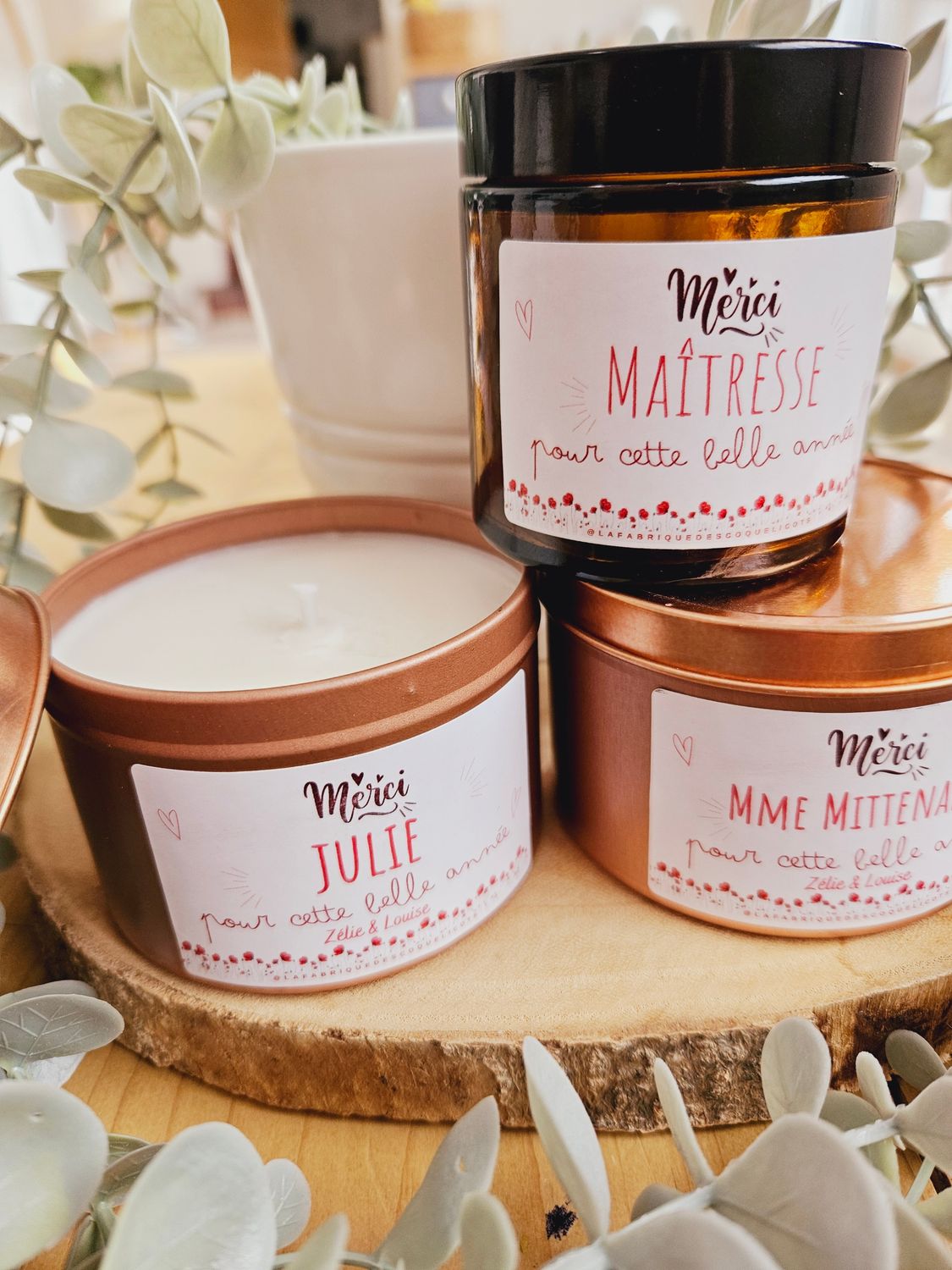 Bougie "MERCI"  personnalisée