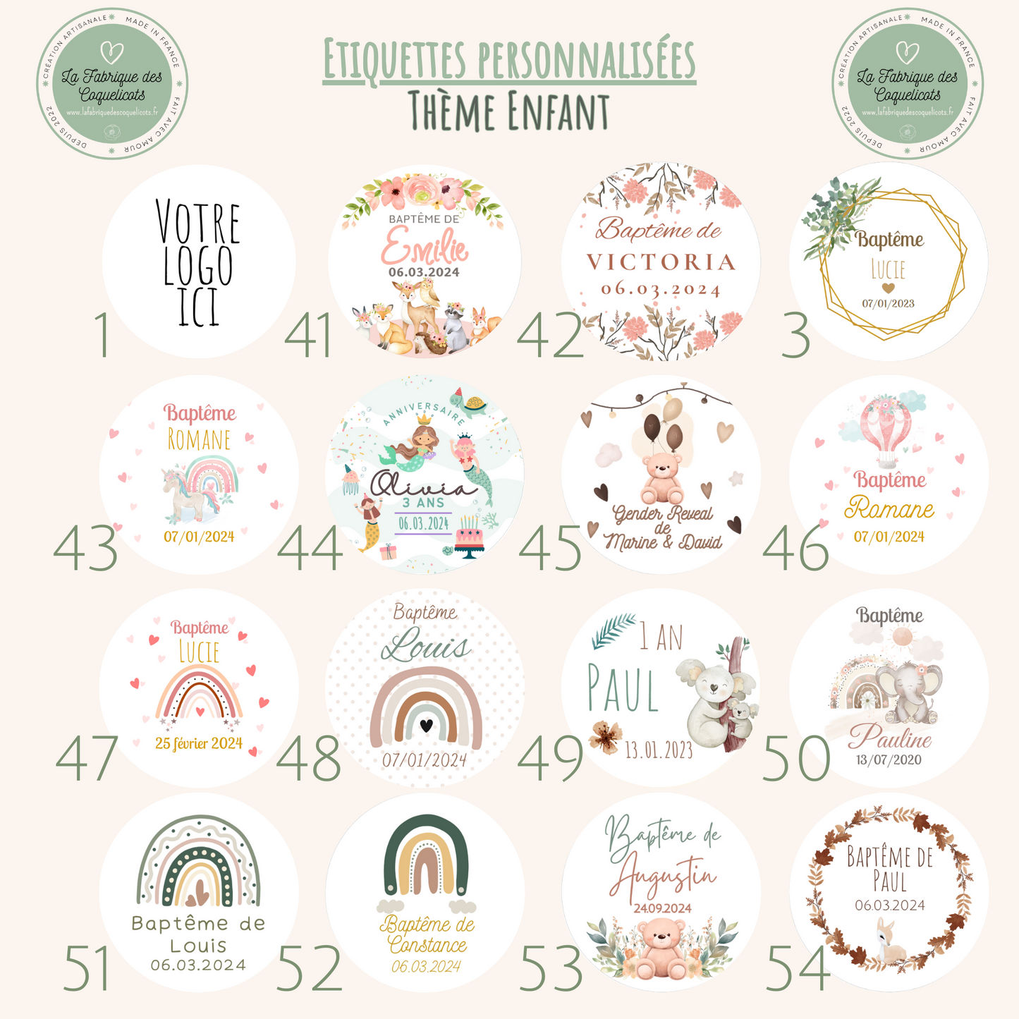 Etiquette autocollante personnalisée |mariage baptême baby shower anniversaire pacs communion