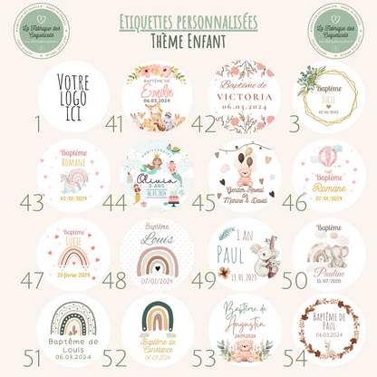 Etiquette autocollante personnalisée |mariage baptême baby shower anniversaire pacs communion