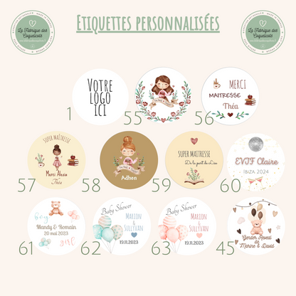 Etiquette autocollante personnalisée |mariage baptême baby shower anniversaire pacs communion