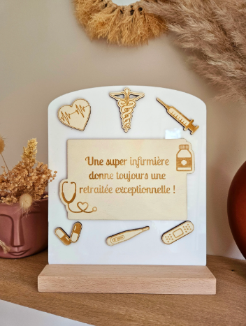 Trophée personnalisé - cadre - cadeau départ retraite - travail collègue amis cadeau homme femme plaque souvenir