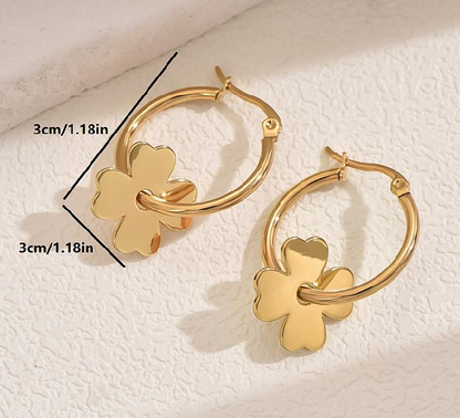 Boucles oreilles GRANDE CREOLE FLEUR doré - boucle oreille / enfant femme en Acier Inoxydable pour femme  Enfant / creole FLEUR DORE