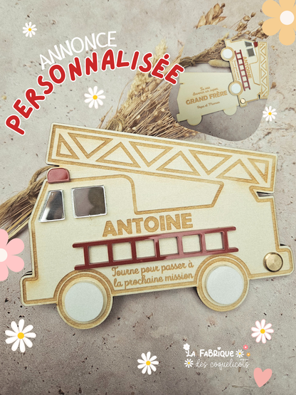Demande / Annonce surprise personnalisée -  CAMION POMPIER