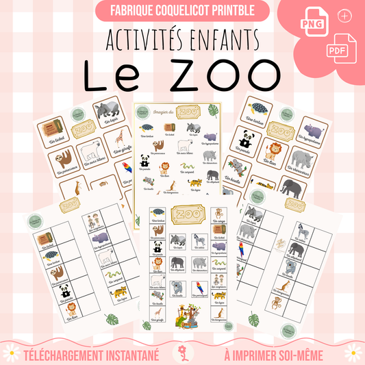 Fichier éducation ZOO / fichier imagier LOTO enfant bébé découverte animaux