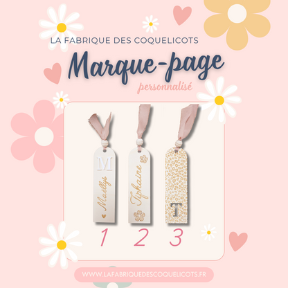 Marque page bois - personnalisé - léopard - initiale