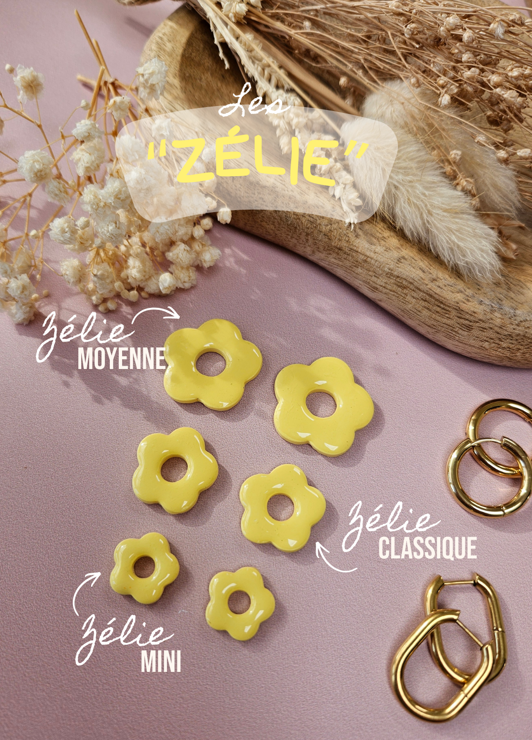 Pampilles interchangeables - par 2 - ZELIE - JAUNE PASTEL