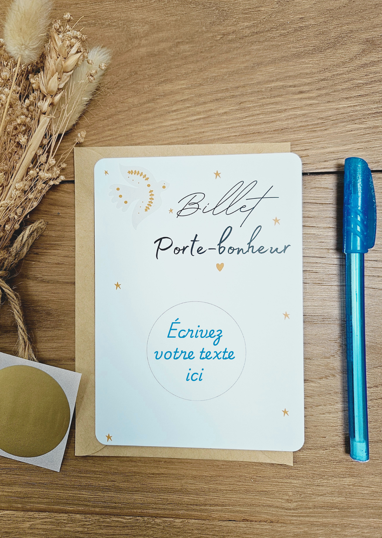 Carte à gratter - billet porte bonheur - à personnaliser - carte de voeux annonce grossesse  annonce mariage - cadeau anniversaire demande mariage marraine parrain mamie papy témoin