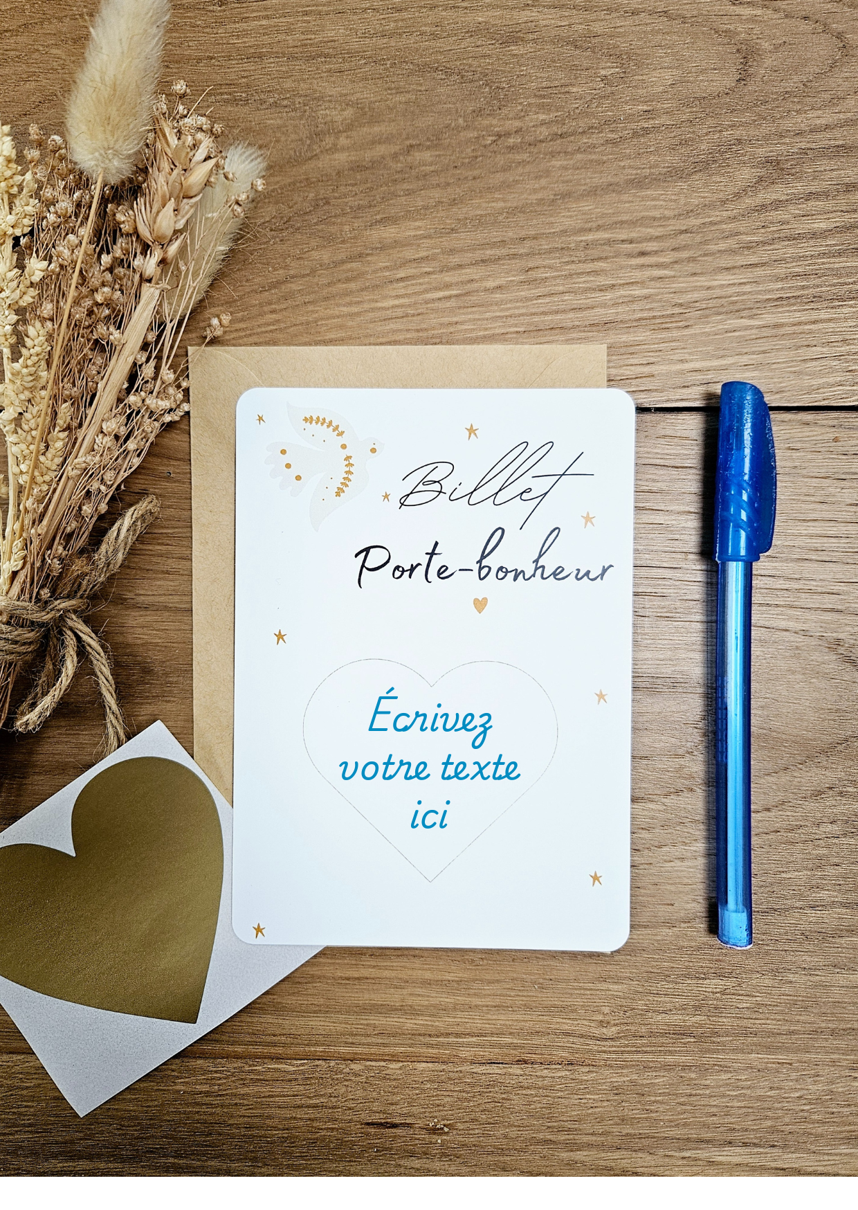 Carte à gratter - billet porte bonheur - à personnaliser - carte de voeux annonce grossesse  annonce mariage - cadeau anniversaire demande mariage marraine parrain mamie papy témoin