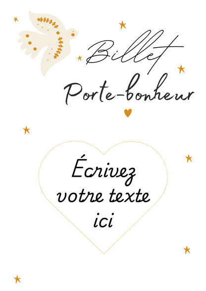 Carte à gratter - billet porte bonheur - à personnaliser - carte de voeux annonce grossesse  annonce mariage - cadeau anniversaire demande mariage marraine parrain mamie papy témoin