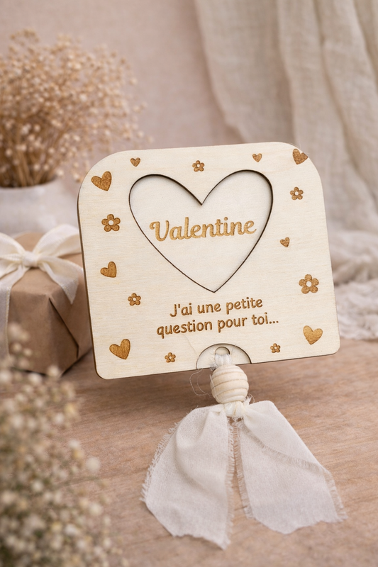 Demande surprise personnalisée -  Tiroir coeur et fleur