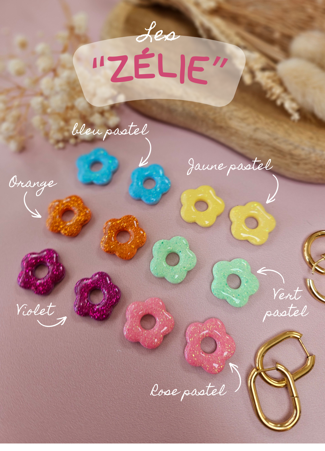 Pampilles interchangeables - par 2 - ZELIE - paillettes réversibles