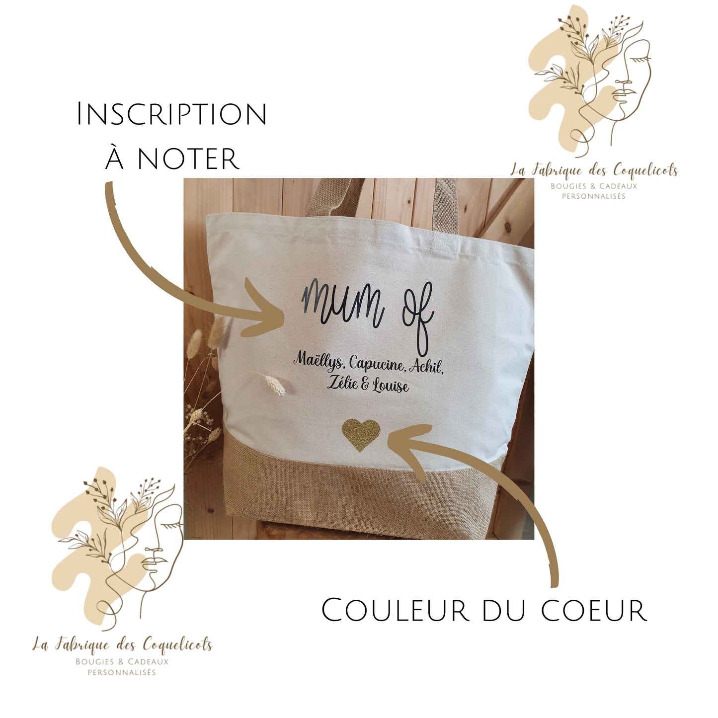 Sac cabas | Grand sac cabas | sac personnalisé | cadeau femme ,idée cadeau femme , sac personnalisé original | nounou | atsem | evjf | maman