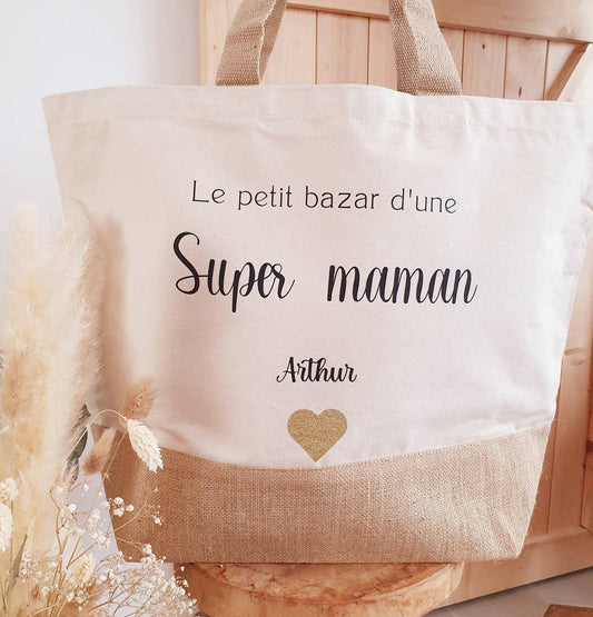 Sac cabas | Grand sac cabas | sac personnalisé | cadeau femme ,idée cadeau femme , sac personnalisé original | nounou | atsem | evjf | maman