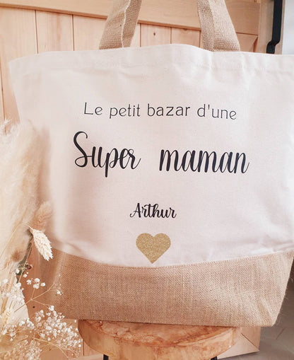 Sac cabas | Grand sac cabas | sac personnalisé | cadeau femme ,idée cadeau femme , sac personnalisé original | nounou | atsem | evjf | maman