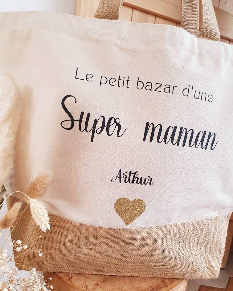 Sac cabas | Grand sac cabas | sac personnalisé | cadeau femme ,idée cadeau femme , sac personnalisé original | nounou | atsem | evjf | maman