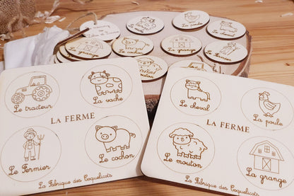 Memory | jeu éducatif | jeu de mémoire | personnalisé | bois | Montessori | jouet apprentissage  enfant | petit enfant | Animaux de la ferme