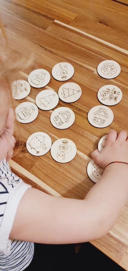 Memory | jeu éducatif | jeu de mémoire | personnalisé | bois | Montessori | jouet apprentissage  enfant | petit enfant | thème noel