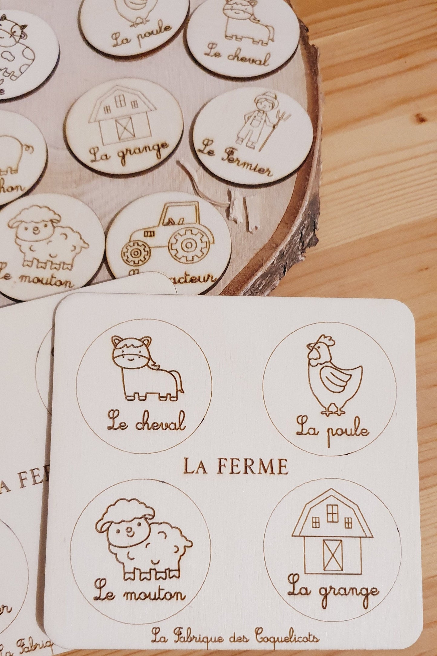 Memory | jeu éducatif | jeu de mémoire | personnalisé | bois | Montessori | jouet apprentissage  enfant | petit enfant | Animaux de la ferme