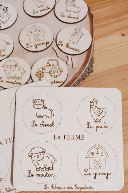 Memory | jeu éducatif | jeu de mémoire | personnalisé | bois | Montessori | jouet apprentissage  enfant | petit enfant | Animaux de la ferme