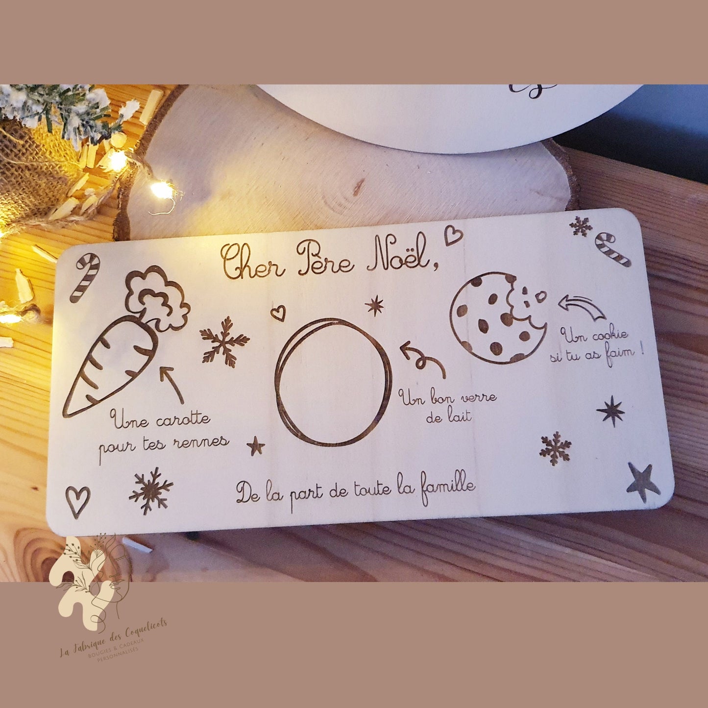Plateau du père Noël bois personnalisé | Noël | renne | repas de noël