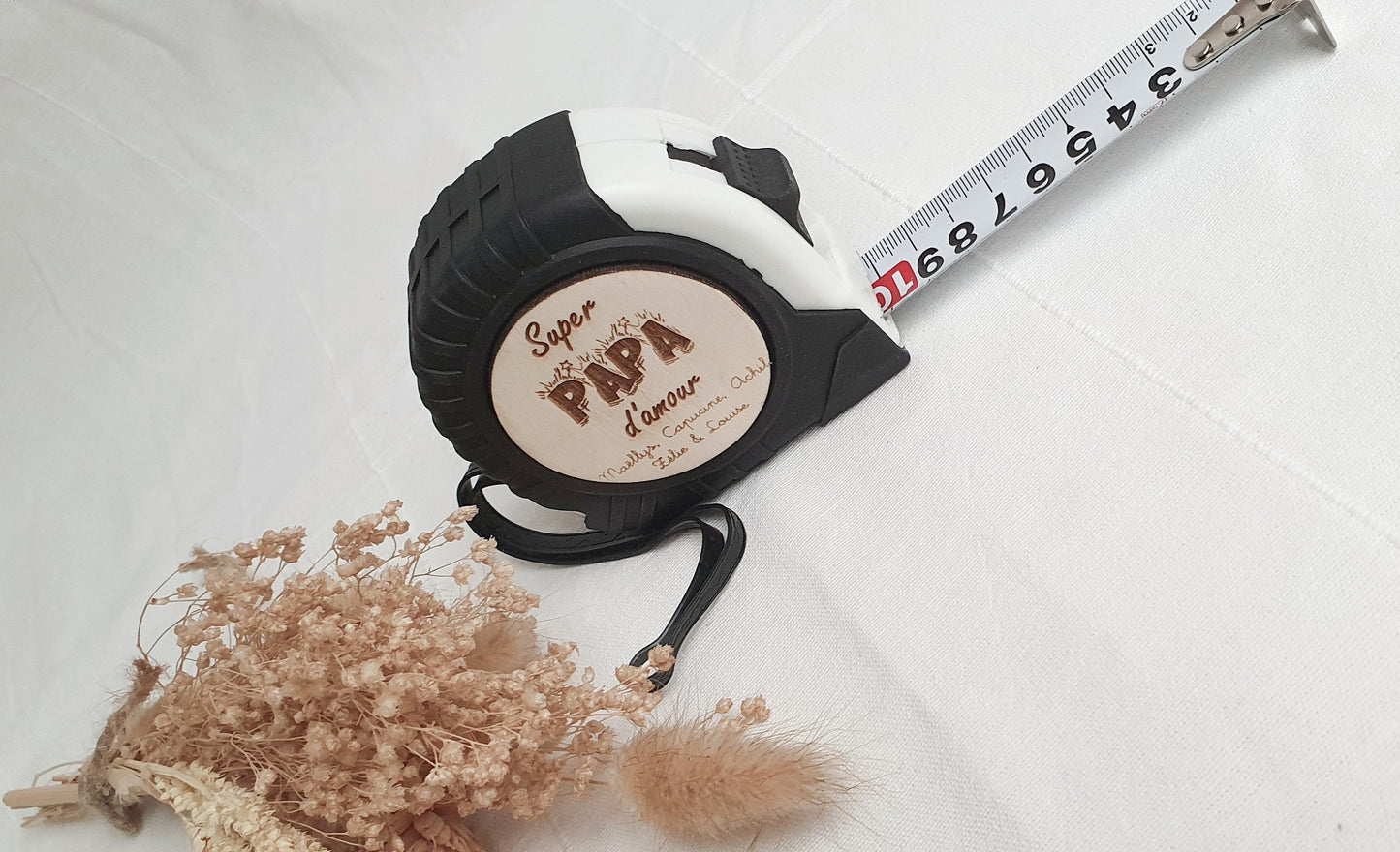 Mètre de bricolage personnalisé couleur blanc et noir | papa papy fête des pères grand-père | cadeau personnalisé