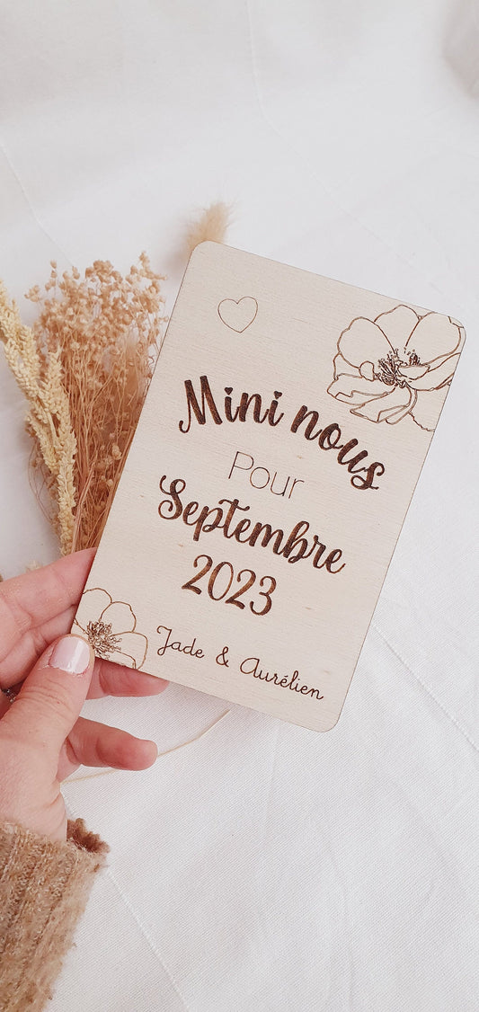 Carte annonce grossesse en bois | annonce grossesse annonce bébé parrain marraine papy mamie