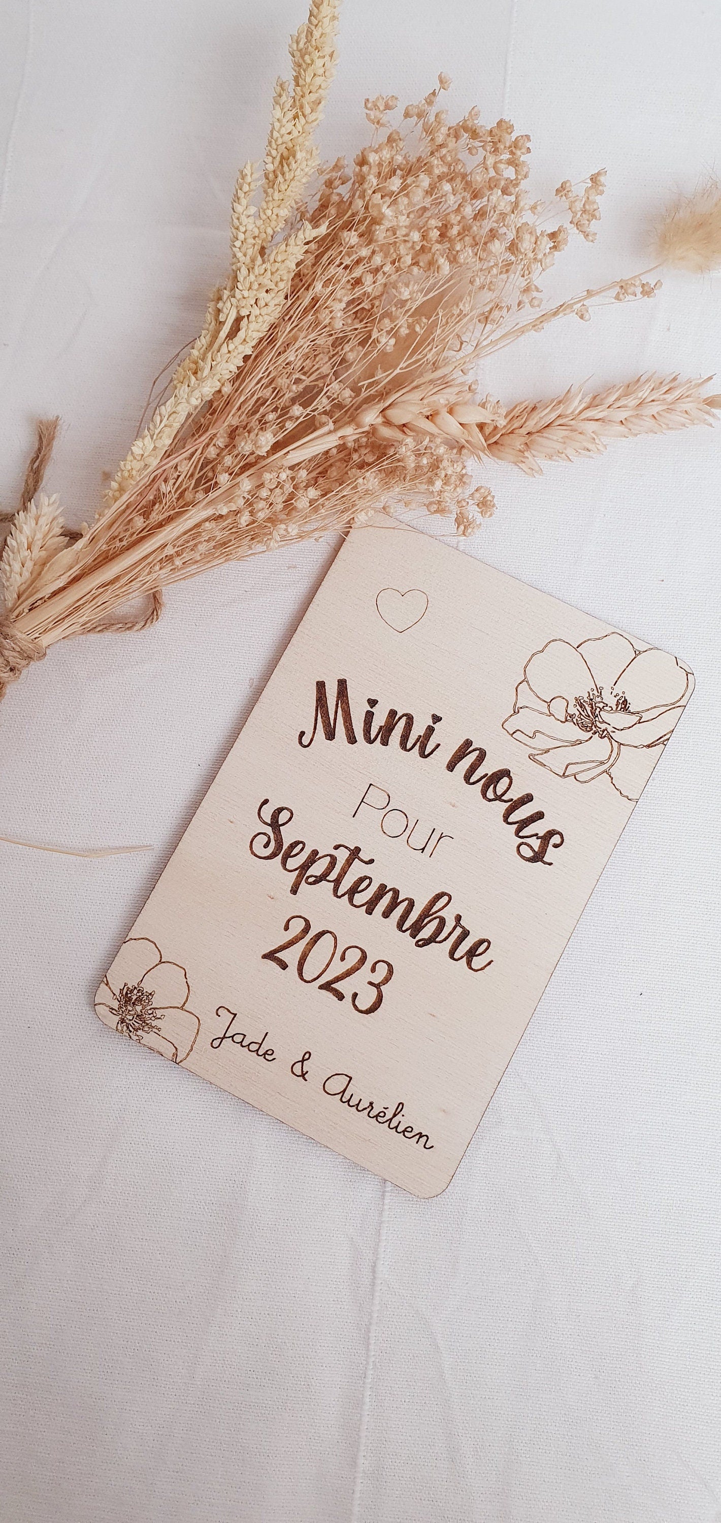 Carte annonce grossesse en bois | annonce grossesse annonce bébé parrain marraine papy mamie