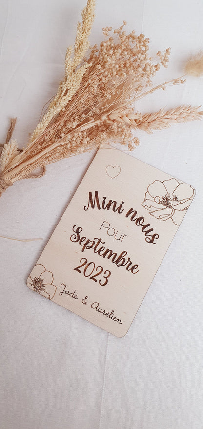 Carte annonce grossesse en bois | annonce grossesse annonce bébé parrain marraine papy mamie