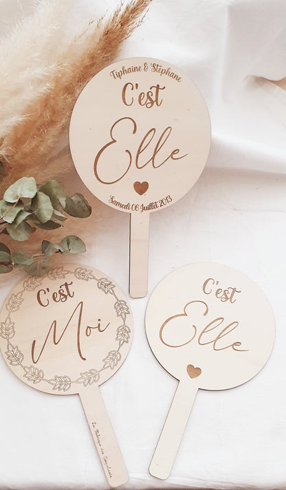 Pancarte Elle & Lui - jeu de mariage, jeu de couple - animation de mariage - jeu des mariés -  personnalisé